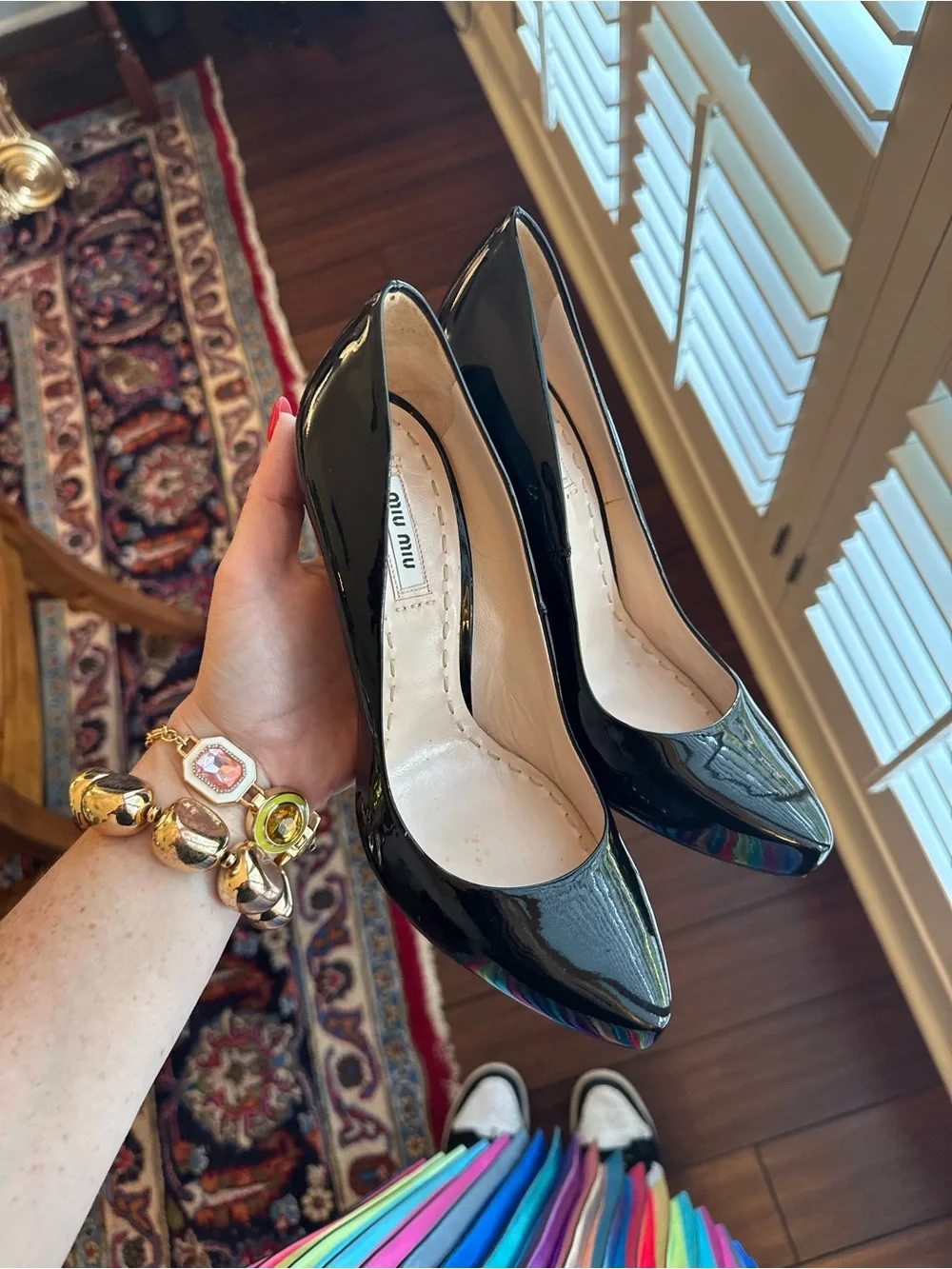 Miu Miu Black Patent Pointed Pumps